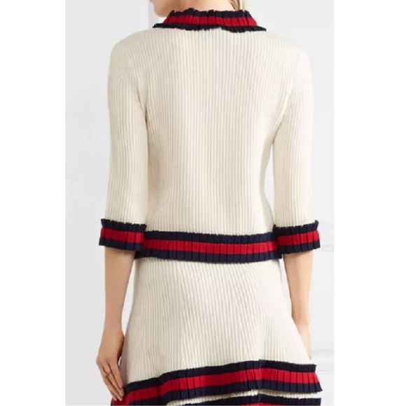 ♥️💙 GUCCI Ruffle Trim Wool Cardigan Jacket XL - Picture 4 of 12